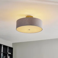 Loftlampe Viviane med tekstilskærm, grå