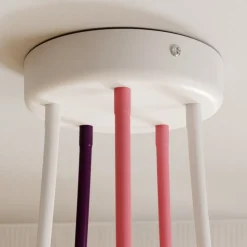 Loftlampe Wire Kids 5 lyskilder, hvid/pink/violet