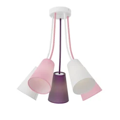 Loftlampe Wire Kids 5 lyskilder, hvid/pink/violet