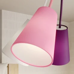 Loftlampe Wire Kids 5 lyskilder, hvid/pink/violet
