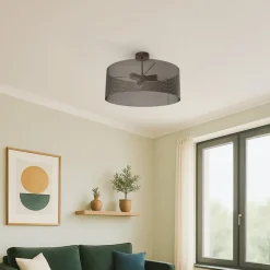 Loftlampe Zofia, kaffebrun, metal, Ø 50 cm, 3 lyskilder, E27