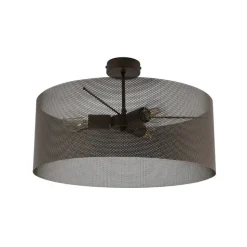 Loftlampe Zofia, kaffebrun, metal, Ø 50 cm, 3 lyskilder, E27