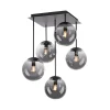 Loftslampe Big Widow, glaskugler, fem flammer