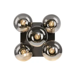 Loftslampe Big Widow, glaskugler, fem flammer
