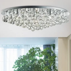 Loftslampe Hanna krom glas krystal kugler 80 cm