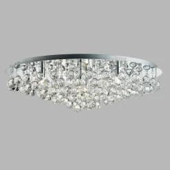 Loftslampe Hanna krom glas krystal kugler 80 cm