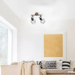 Loftslampe Jaro justerbar sort/træ 2-lys