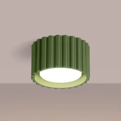 Loftslampe RIBLA, olivengrøn, Ø 10 cm, metal, GX53
