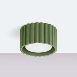 Loftslampe RIBLA, olivengrøn, Ø 10 cm, metal, GX53