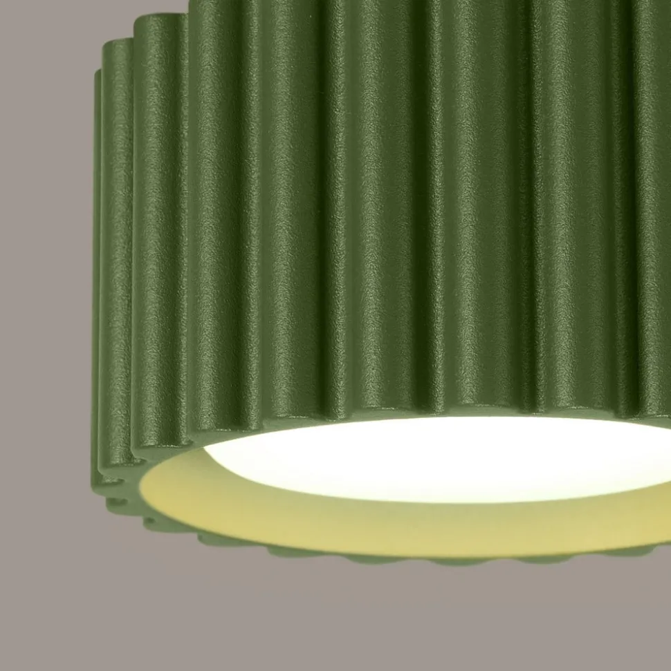Loftslampe RIBLA, olivengrøn, Ø 10 cm, metal, GX53