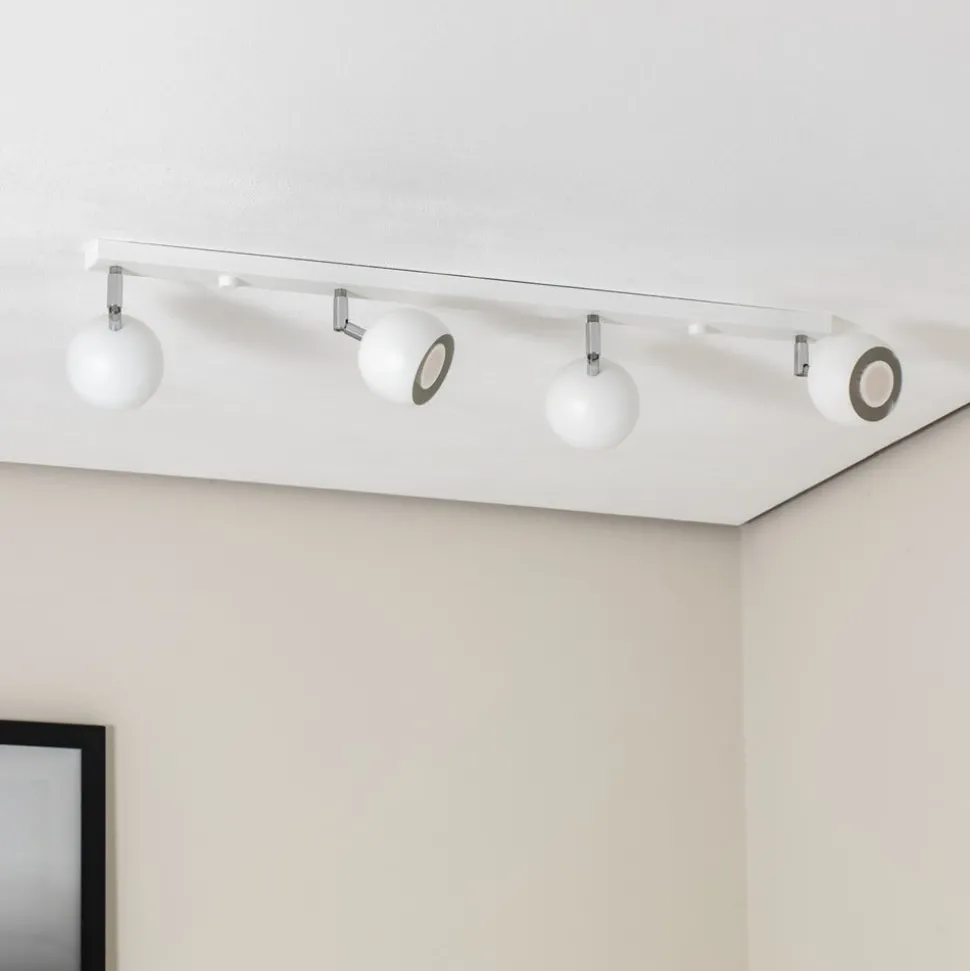 Loftspot Flame, hvid, 4 lyskilder, lang