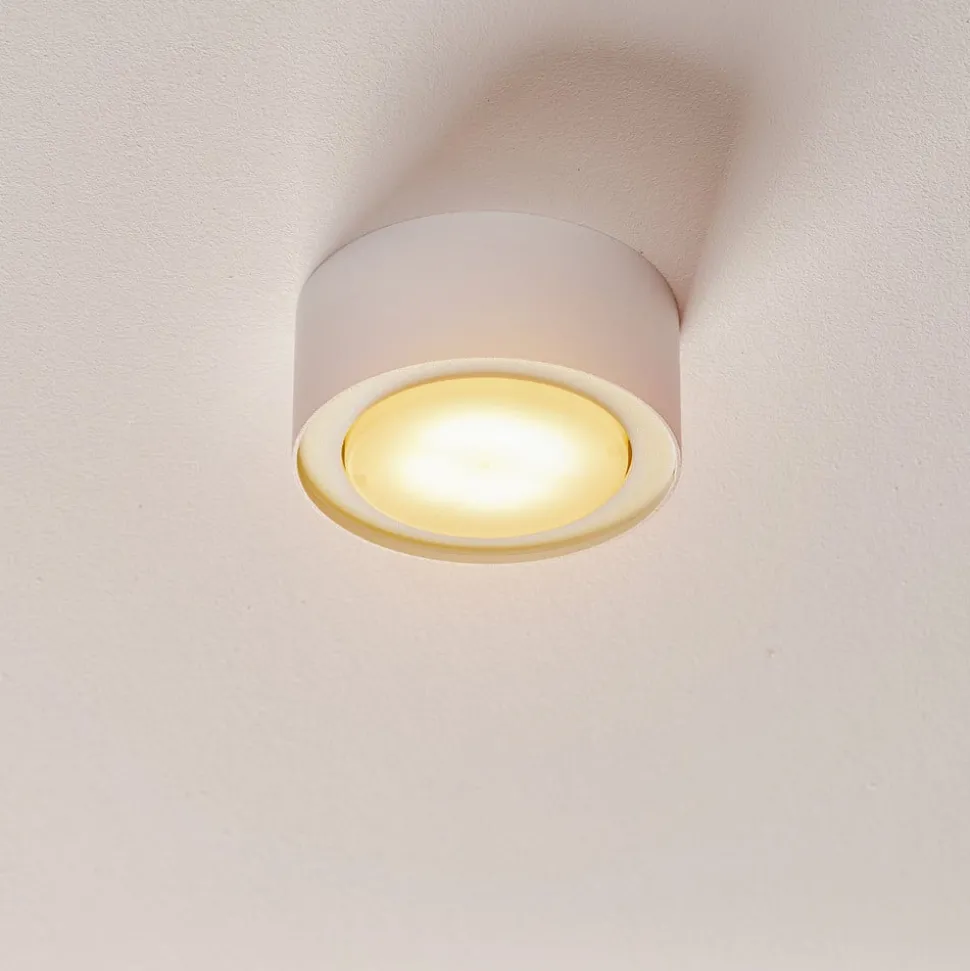 Loftspot Flea i stål, hvid