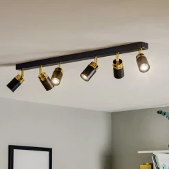Loftspot Reno, 6 lyskilder, sort/guld