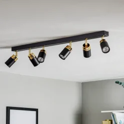 Loftspot Reno, 6 lyskilder, sort/guld