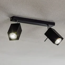 Loftspot Square, sort, 2 lyskilder