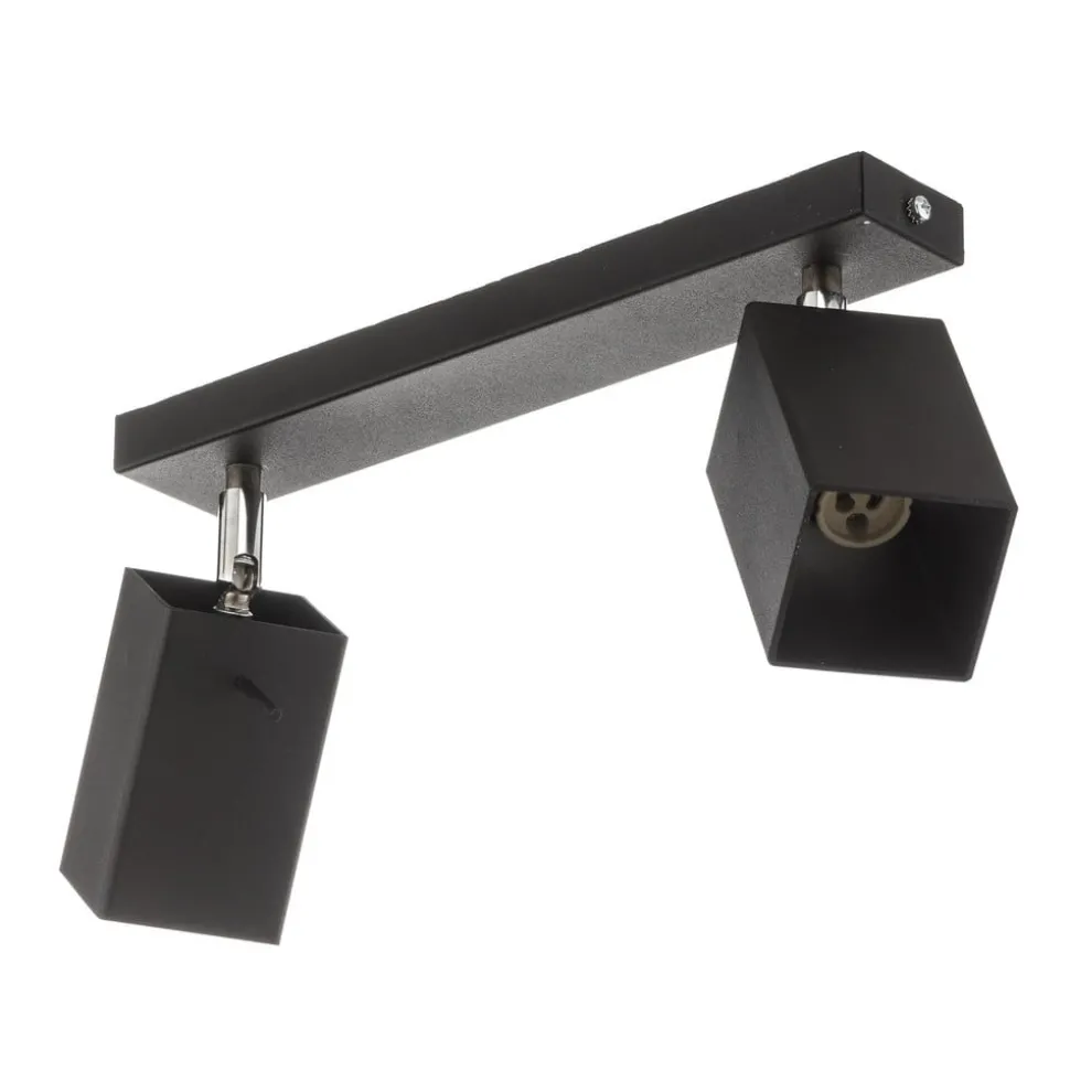 Loftspot Square, sort, 2 lyskilder