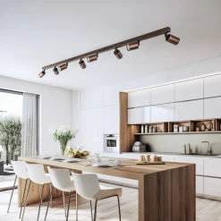 Loftspot Top, justerbar, brun, 8 lyskilder lineær