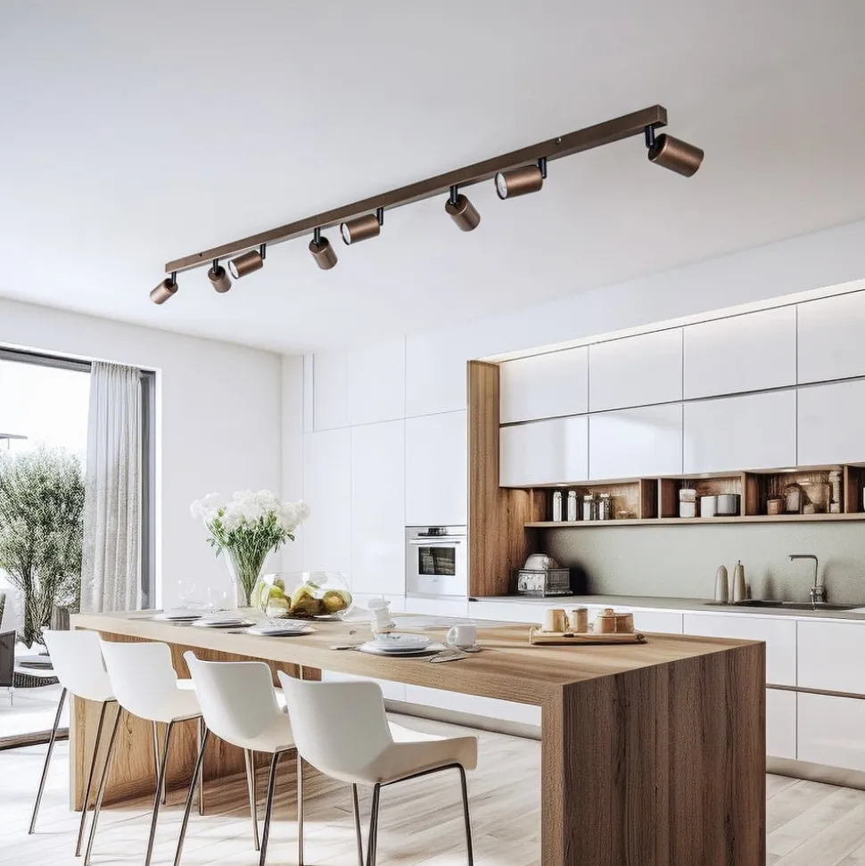 Loftspot Top, justerbar, brun, 8 lyskilder lineær