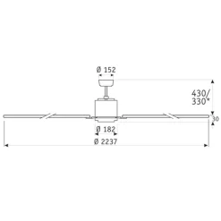 Loftventilator Big Smooth Eco 220 cm, hvid