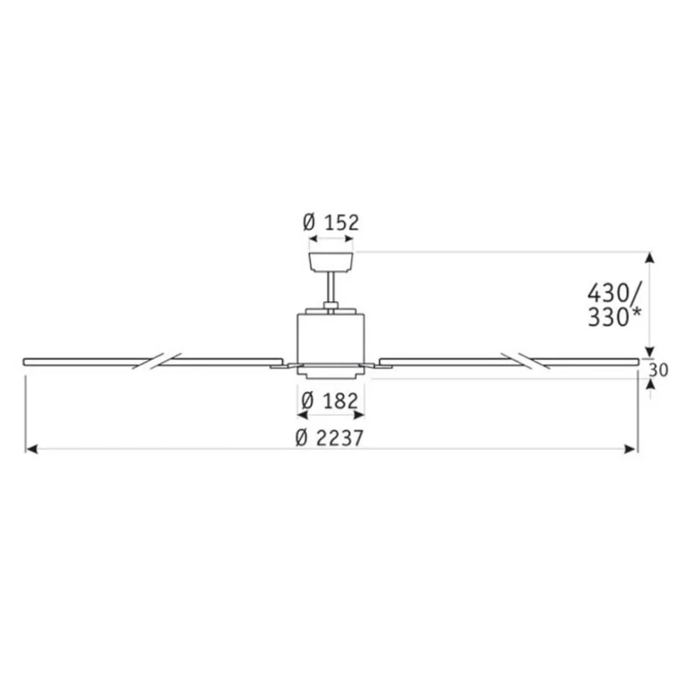 Loftventilator Big Smooth Eco 220 cm titaniumsølv