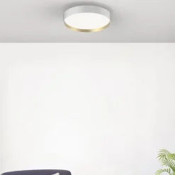 LOOM DESIGN LED-loftlampe Lucia, hvid/guldfarvet Ø 35 cm