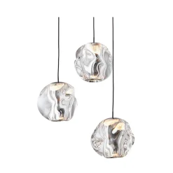 LOOM DESIGN LED-pendellampe Ice Ball 3, klar, akryl