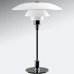 Louis Poulsen bordlampe PH 3 1/2-2 1/2, krom/hvid, 47 cm