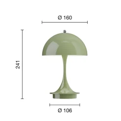 Louis Poulsen Panthella PORTABLE 160 V3, uigennemsigtig mosgrøn