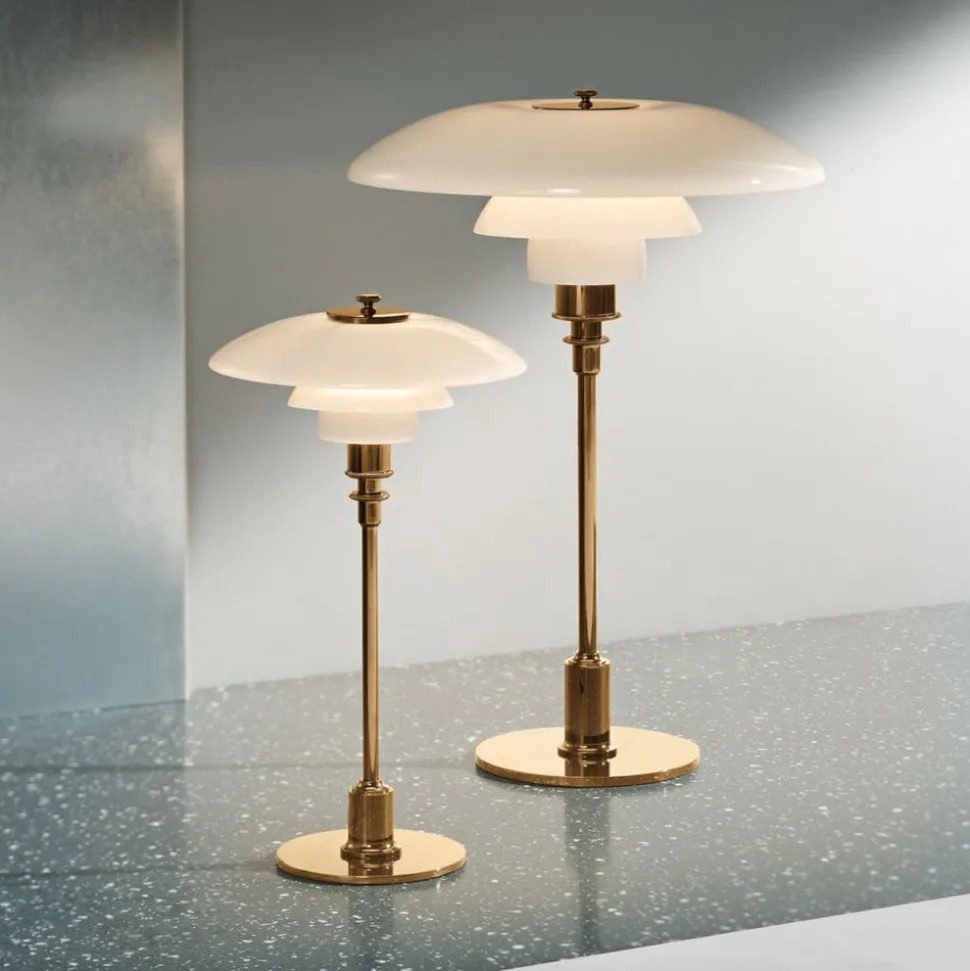 Louis Poulsen PH 2/1 bordlampe, messing-hvid