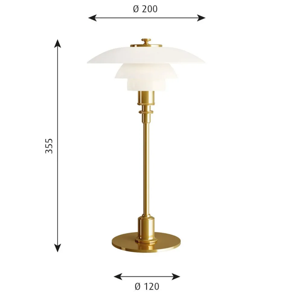 Louis Poulsen PH 2/1 bordlampe, messing-hvid