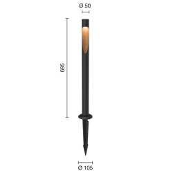 Louis Poulsen Vejlampe 827 70cm sort jordlampe 24V
