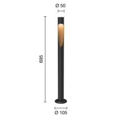 Louis Poulsen vejlampe Flindt, 940 sort 70 cm fod 24 V