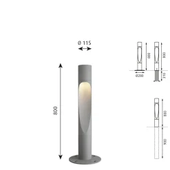 Louis Poulsen Vejlampe, 3.000K Ra80 aluminium 80cm dæmpbar base