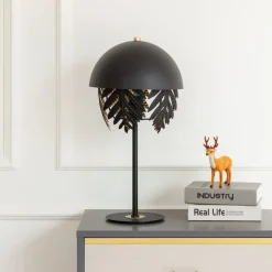 Lucande Aparas bordlampe bladlook, sort-guld