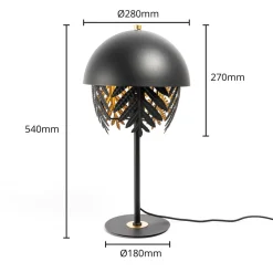Lucande Aparas bordlampe bladlook, sort-guld