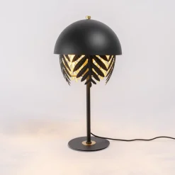 Lucande Aparas bordlampe bladlook, sort-guld