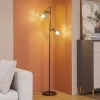 Lucande Arinthea gulvlampe, 2-lys, sort, stål, E14