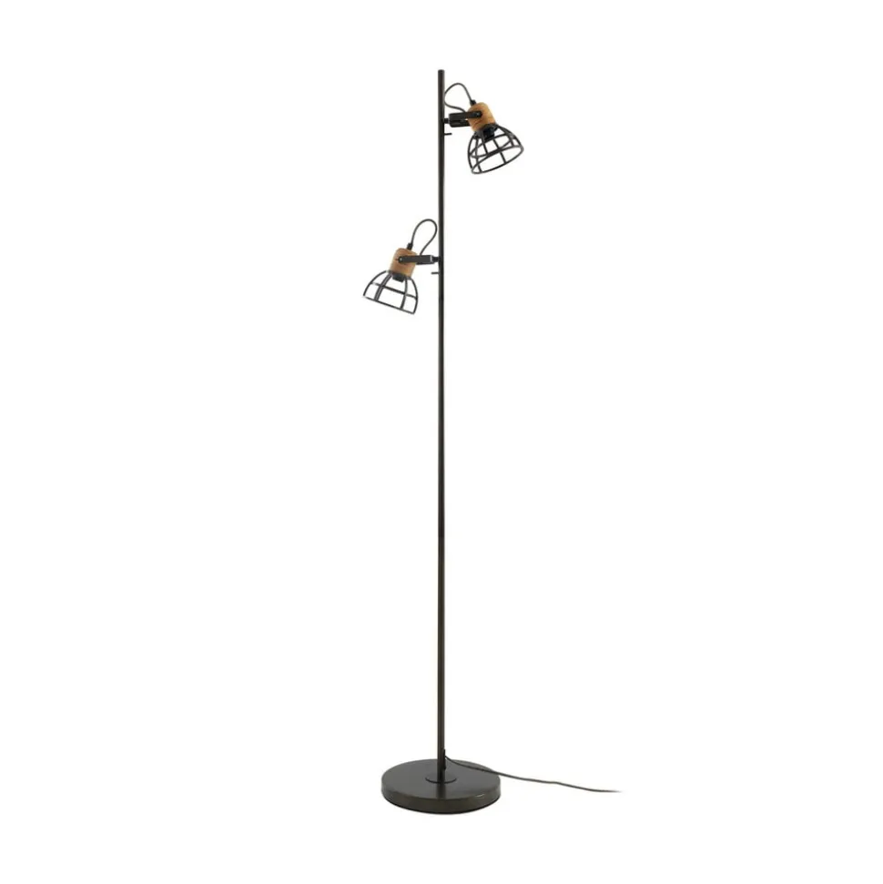 Lucande Arinthea gulvlampe, 2-lys, sort, stål, E14