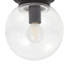 Lucande Badolo loftslampe, sort, glas, Ø 15 cm, IP44
