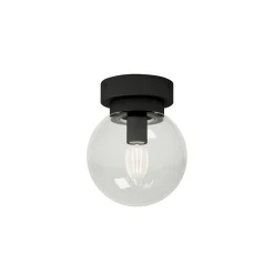 Lucande Badolo loftslampe, sort, glas, Ø 15 cm, IP44