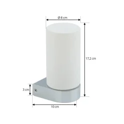 Lucande Basolo væglampe til badeværelset, sort, højde 17,2 cm, glas