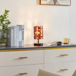 Lucande bordlampe Aeloria, kobber, jern, Ø 12 cm, E27