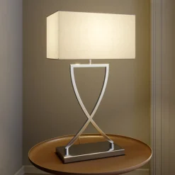 Lucande bordlampe Evaine, krom/hvid, metal, 66 cm, E27