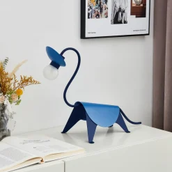 Lucande bordlampe Idalina, Dino, blå, stål, 44 cm