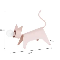 Lucande bordlampe Idalina, kat, pink, jern, 38 cm