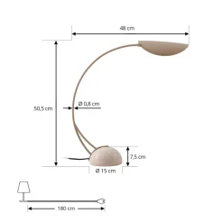 Lucande bordlampe Rivera, beige, metal, sten, 51 cm, G9