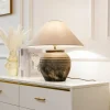 Lucande bordlampe Thalorin, højde 46 cm, grå, keramik