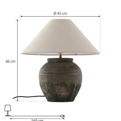 Lucande bordlampe Thalorin, højde 46 cm, grå, keramik