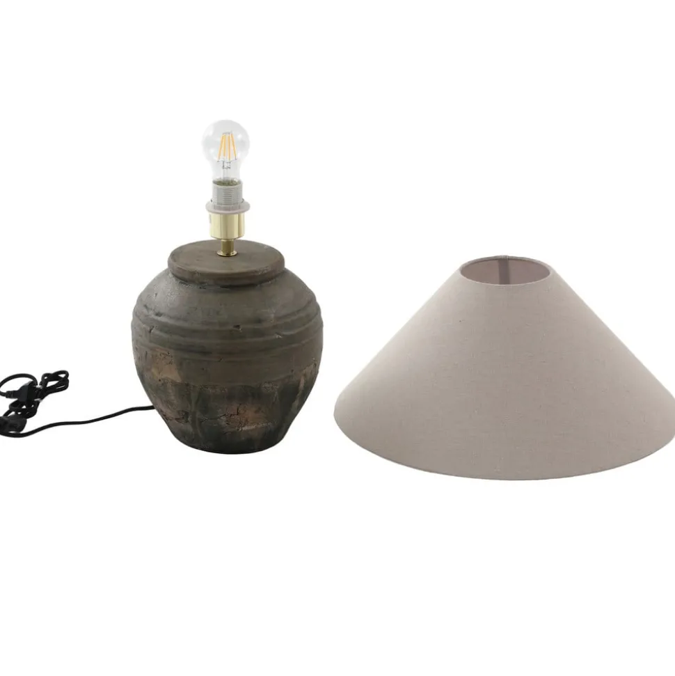 Lucande bordlampe Thalorin, højde 46 cm, grå, keramik