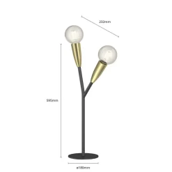 Lucande Carlea bordlampe, 2 lyskilder sort-messing